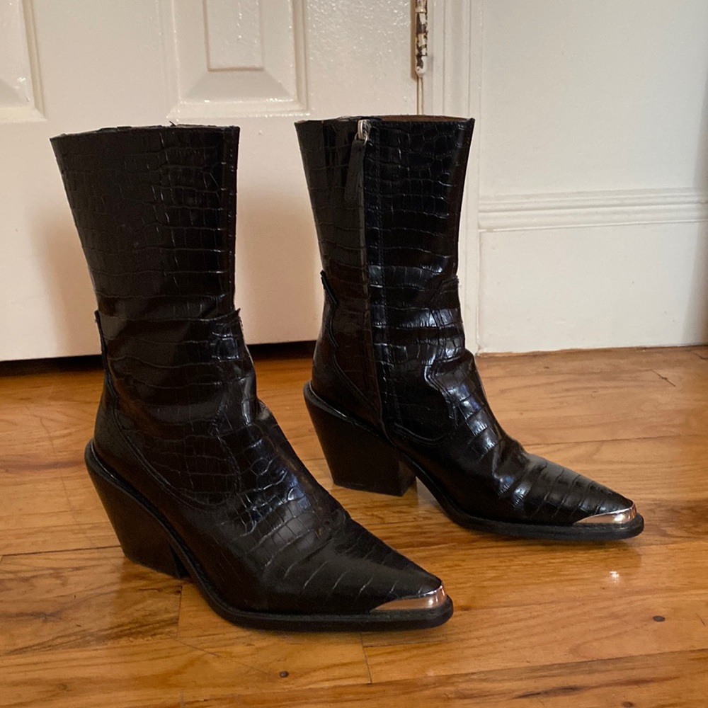 Zara Crocodile Leather Western Boots